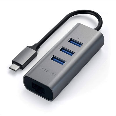 Satechi USB-C Adapter 2-in-1 USB 3.0 3-Port Hub and Ethernet